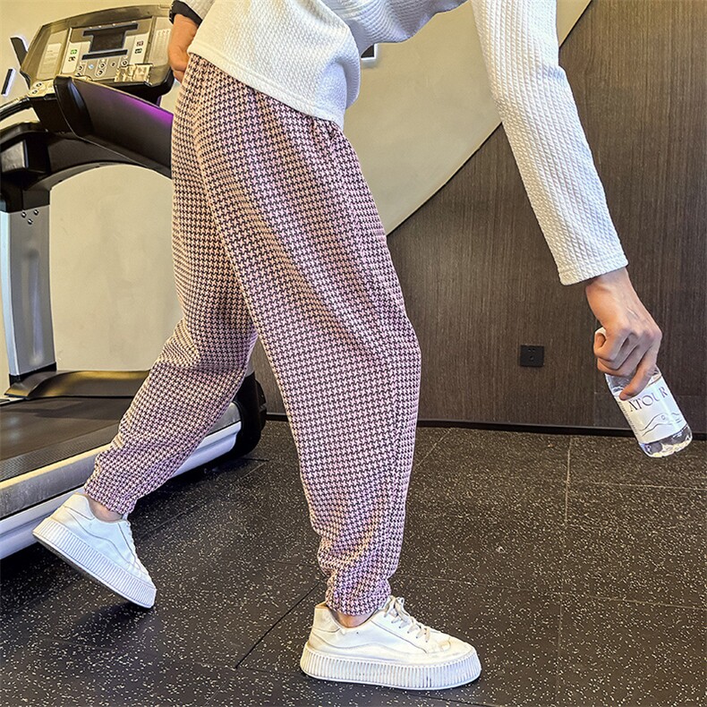 社会小伙秋冬新款长裤子男休闲裤店主风千鸟格卫裤2283-P65，男装休闲裤，星座313B-2(原星座309A-2)