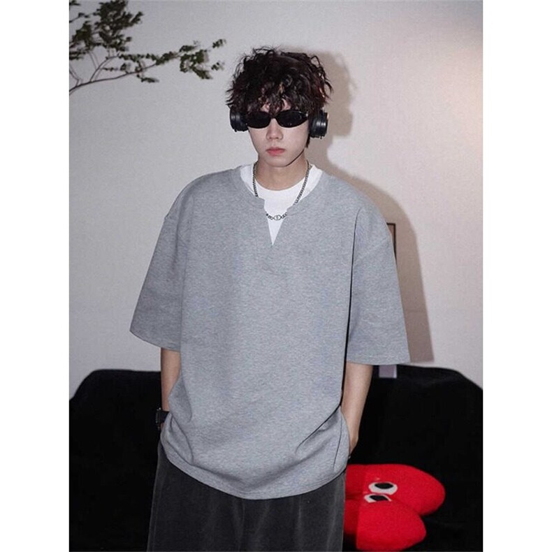 W90重磅纯棉短袖高质量P52黑色灰色M到3XL，男装T恤，星座506A