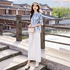 现货现货现货2024年夏季新款棉麻套装两件套女，女装套装/套裙，阳光伊恋