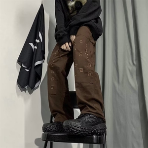 美式复古街头裤子高街潮ins休闲裤男设计感拉链工装裤GB52-P45图片
