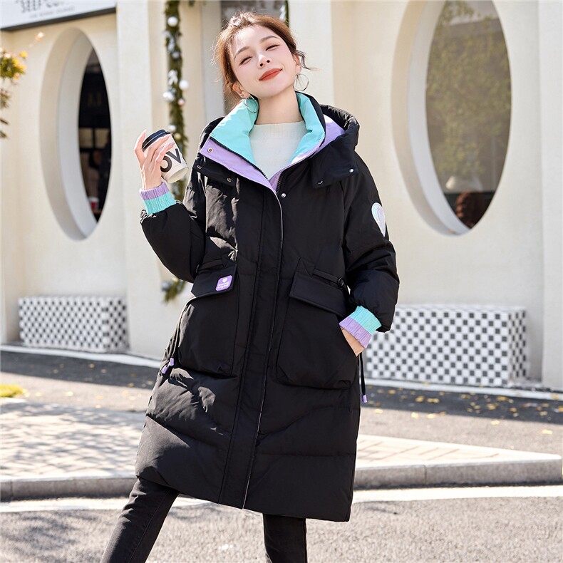2025年冬季新款时尚潮流中长款加厚保暖羽绒服,女装羽绒服,贵人树