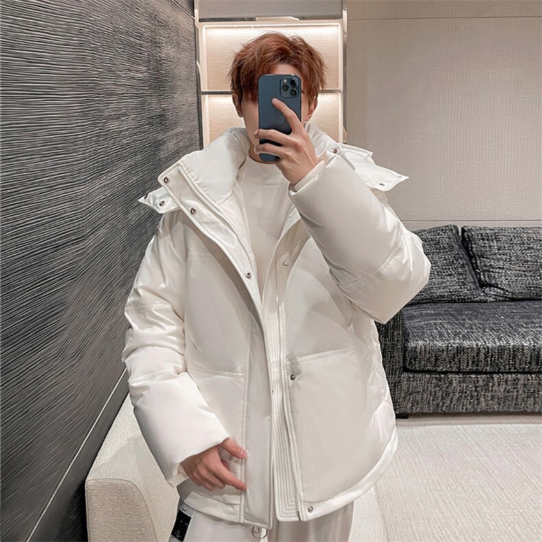 主推韩版羽绒服男士短款男女同款中青年学生创意羽绒外套，男装羽绒服，钱塘723