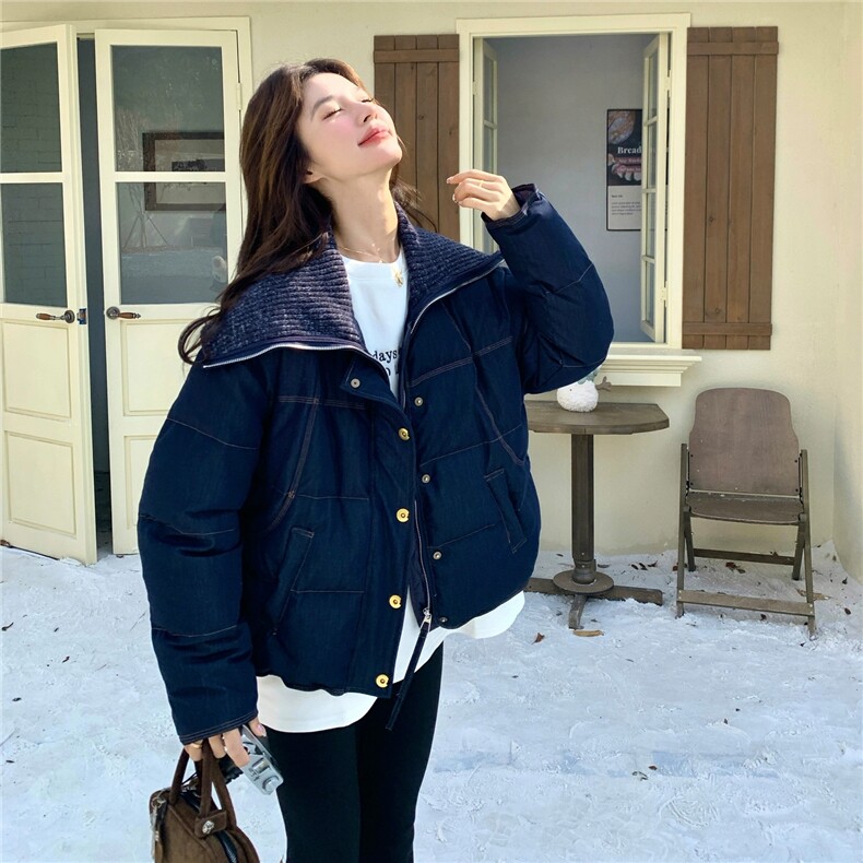 拼接短外套小个子时髦洋气时尚保暖上衣冬，女装派克服，浙宝176（原073）