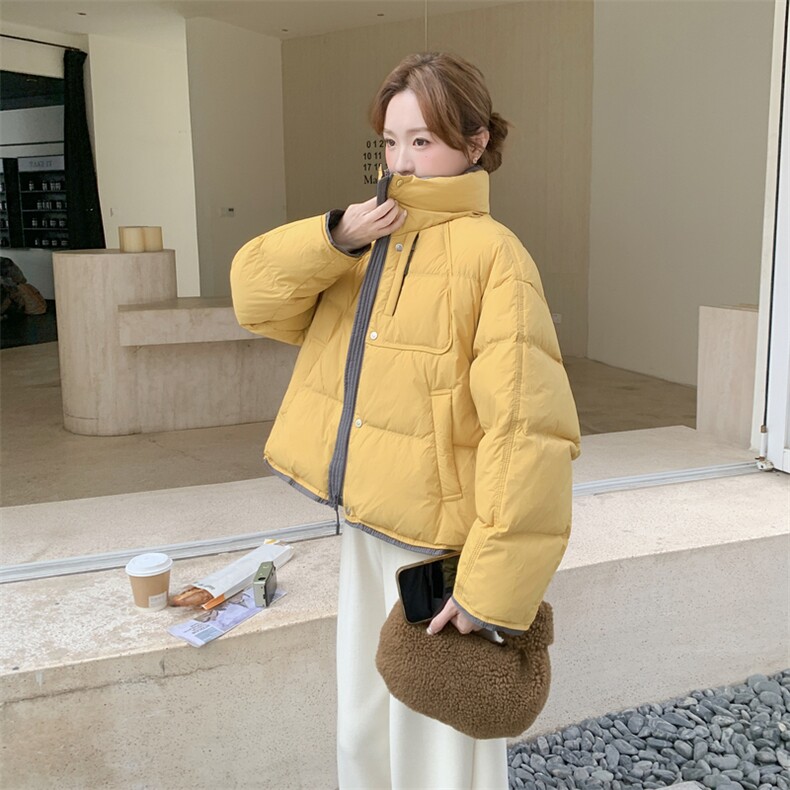都是现货！2C056-7092-P275控418（撞色拼接银杏黄90绒羽绒服）,女装羽绒服,2C056