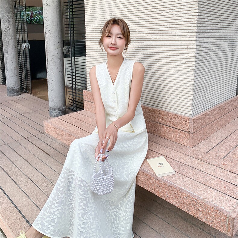 夏季新品蕾丝提花小衫马甲半裙两件套2C2851820P175K258,女装套装/套裙,2C285