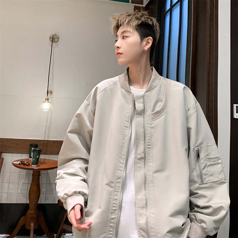 XZ213-JK03-P75控88 港风美式日系潮流宽松百搭立领棒球服夹克男图片