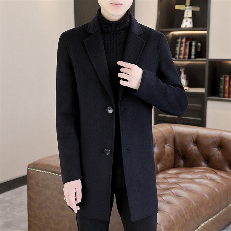 新款秋冬高品质双面呢羊绒大衣中长款西装领修身外套男A58P220，男装西服套装，电商B226-2（原B217-2）