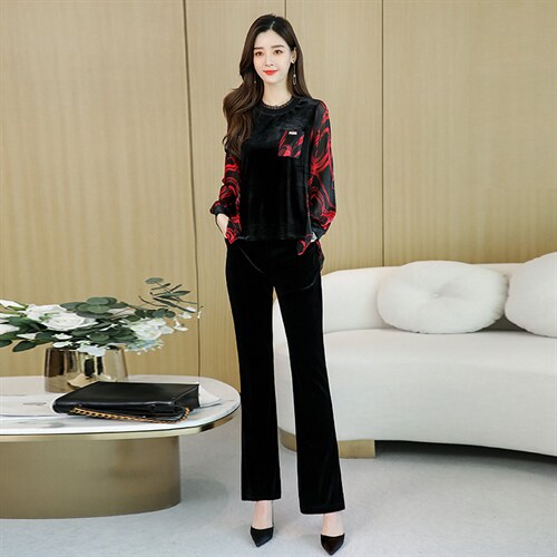 套装/套裙时尚潮流舒适长袖2022年春季休闲圆领优雅，女装套装/套裙，韩然一族