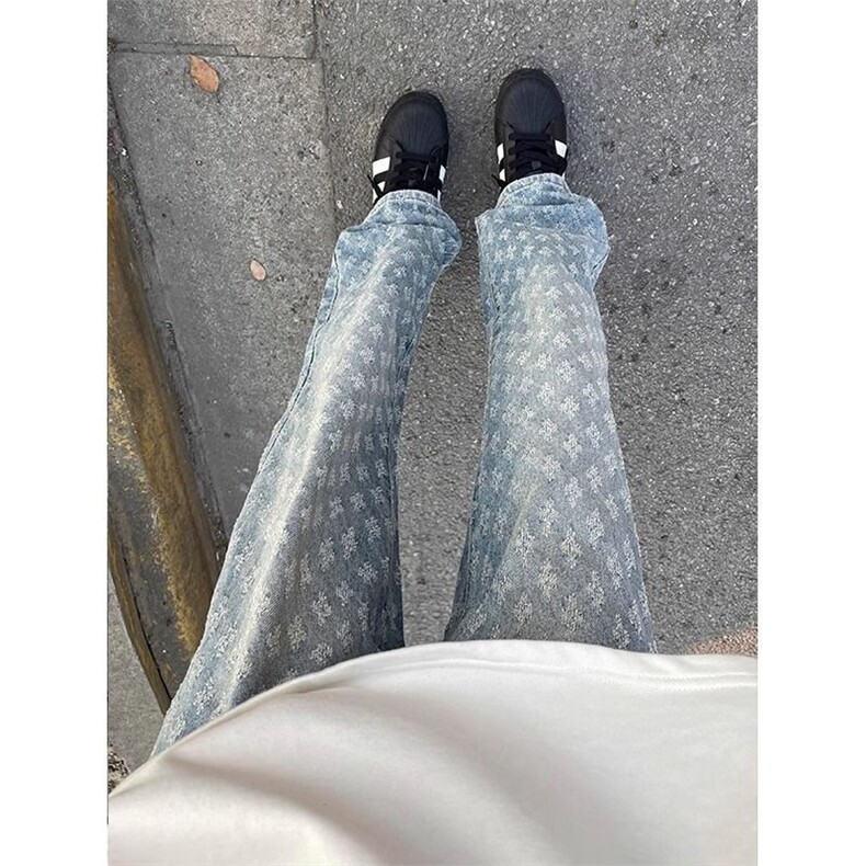 1506-1/K20771半松紧/P45蓝色满印提花牛仔裤男款巴黎风痞帅裤子,男装牛仔裤,星座1506-1