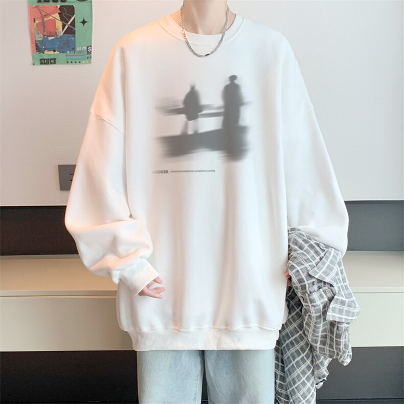 已注册华棉秋冬重磅韩版情侣宽松圆领卫衣男潮WY9297/P35加绒P45图片