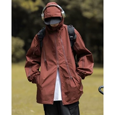 拉链户外冲锋衣男士2024春秋美式机能复古潮牌连帽工装夹克-CF92，男装夹克，星座601-2
