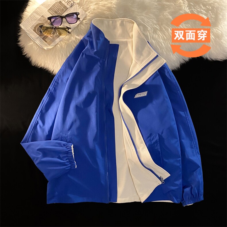 2025春季翻领夹克男宽松休闲棒球服短款纯色双面穿外套JK6002-P78,男装夹克,星座207