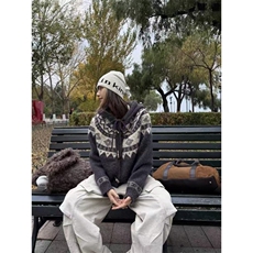 MRNEARLY冬季新款美式牛角扣开衫毛衣男情侣慵懒松弛针织衫外套潮，男装针织衫/毛衣，四季星座505