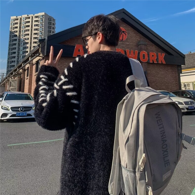 美式街头设计感圆领毛衣男慵懒风休闲针织衫M2240P60,男装针织衫/毛衣,星座1116-2
