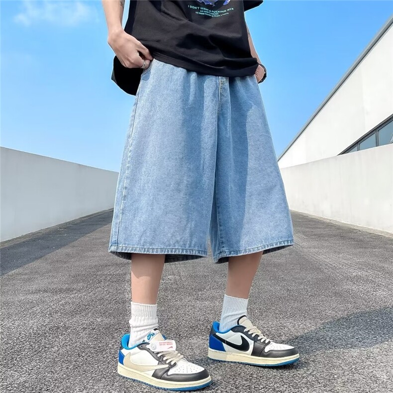 男春夏新款休闲直筒裤蓝色七分裤KM886P33,男装牛仔裤,星座1116-2