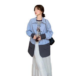 2025春秋季衬衫拼接外套女图片