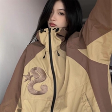 2025时尚美式街头拼接加厚防晒衣服冲锋衣个性宽松户外机能外套女，女装短外套，星座506A