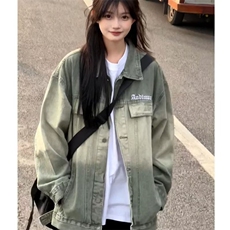 JK8898-P57美式渐变牛仔外套男春秋季高街潮牌复古宽松潮流，男装工装外套，电商B323A