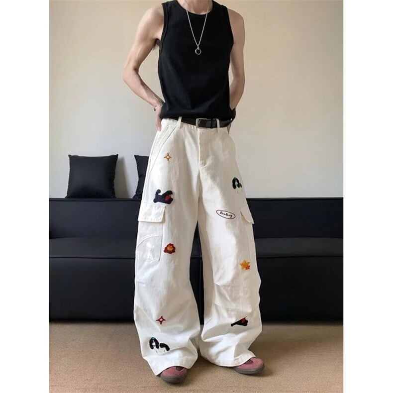 网红款高街美式趣味植绒小狗刺绣牛仔裤P57Y91913,男装牛仔裤,星座1112-1
