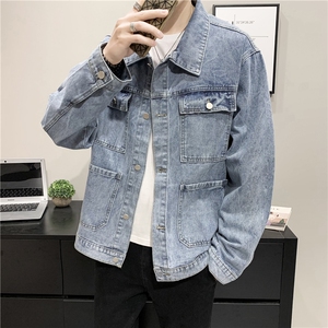 jk829-p70 M-5XL砖墙ins牛仔夹克拉链破洞大码男日系CITYBOY图片