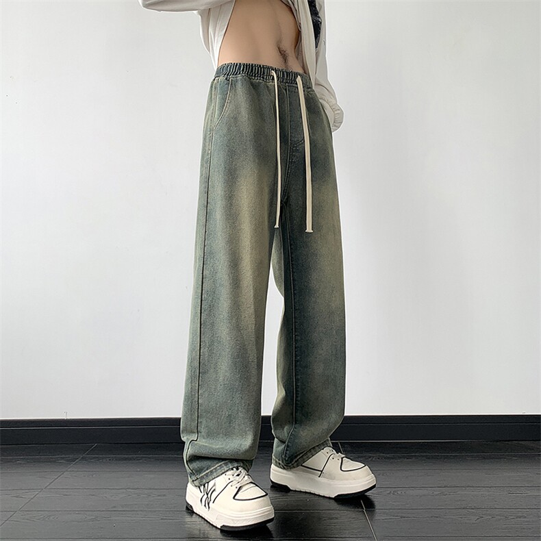 阔腿牛仔裤男宽松韩版潮流百搭复古ins潮牌直筒裤NZ06，男装牛仔裤，星座205-1