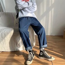 牛仔裤男宽松直筒ins韩版潮牌学生休闲裤N201P33图片