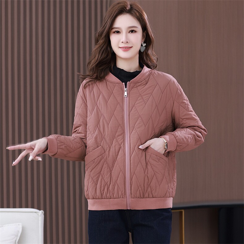 时尚修身显瘦短款棉服冬季保暖绗绣外套女,女装棉衣/棉服,文熹诺
