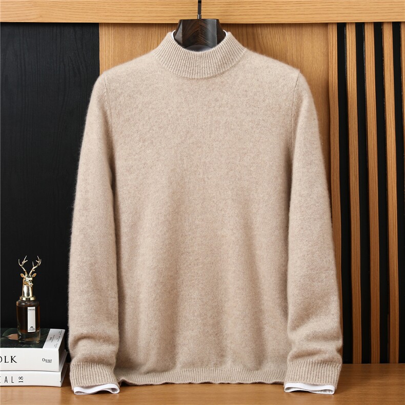 2025年秋季半高领时尚通勤简约休闲羊绒衫，男装羊绒套衫，恒标羊绒