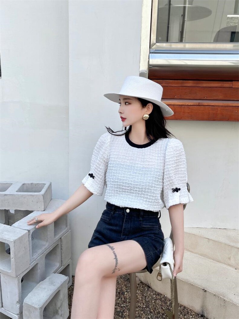 现货夏季新款，百搭小衫圆领上衣时尚休闲,女装其它,依林彩格