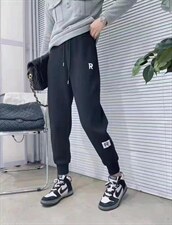 冬季新款加厚婴儿绒字母刺绣贴标宽松休闲卫裤，女装休闲裤，AT(2F)