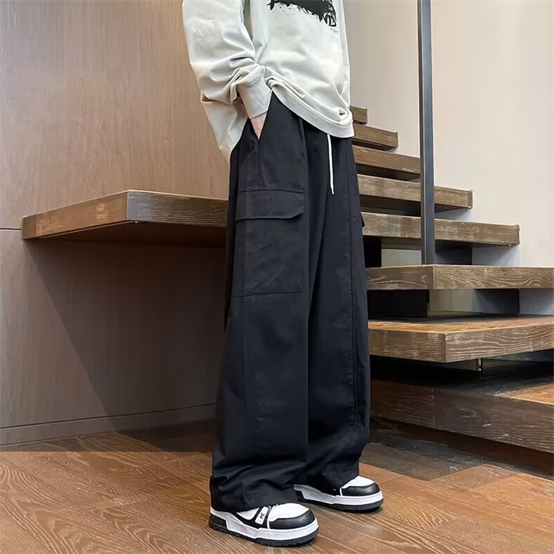 美式复古潮牌高腰休闲长裤男女春秋新款多口袋百搭高街工装直筒裤,男装工装外套,星座218-1（原230）