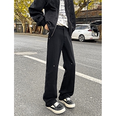 秋季高个子加长牛仔裤男微喇美式188cm115直筒阔腿休闲裤KZ027P65，男装休闲裤，电商B312