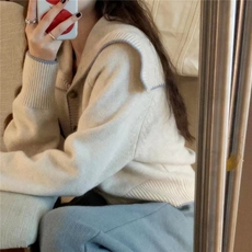 2024秋季新款海军领羊毛开衫女短款设计感宽松长袖，女装羊毛衫，千御纺羊绒