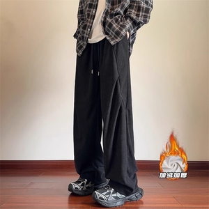 NANSSE灯芯绒裤子男士秋冬季新款加绒加厚潮牌宽松直筒休闲裤图片