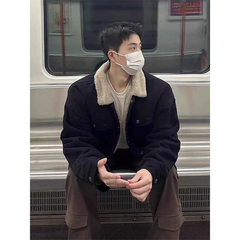 【有货】866CC-P75羊羔毛棉服外套男加绒加厚翻领牛仔夹克,男装夹克,星座1007（原301D）