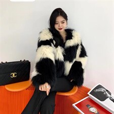 冬季新款棋盘格编织外套，其它，邱小姐