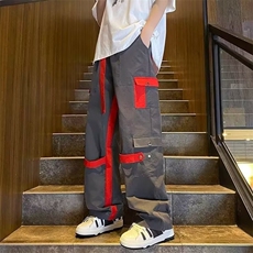 潮牌拼色机能工装裤男宽松街头hiphop裤高街痞帅冲锋裤XU166-P45，男装休闲裤，星座1001-1