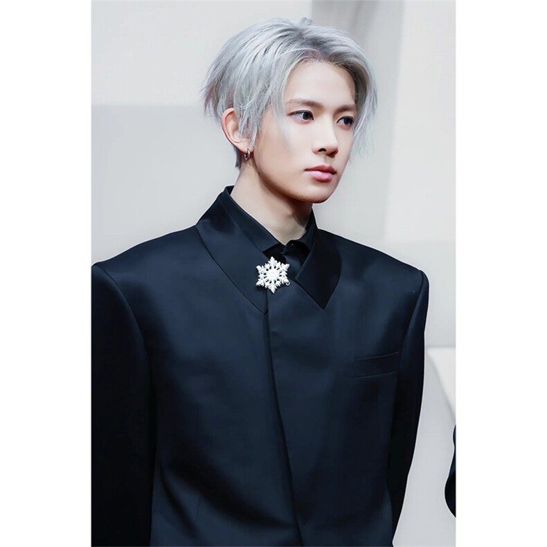 现货~2026春季立领中式黑色垫肩西服外套带胸针设计上衣X870-P85,男装西服,星座1004-3
