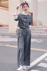 高级感小香风套装阔腿裤两件套2025新款女春秋网红炸街时尚洋气，女装套装/套裙，韩蜜菓