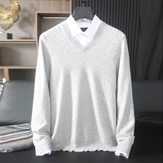 男V领薄款羊毛针织毛衣2025春季商务休闲保暖纯色内搭打底衫潮，男装羊绒套衫，台绒羊绒