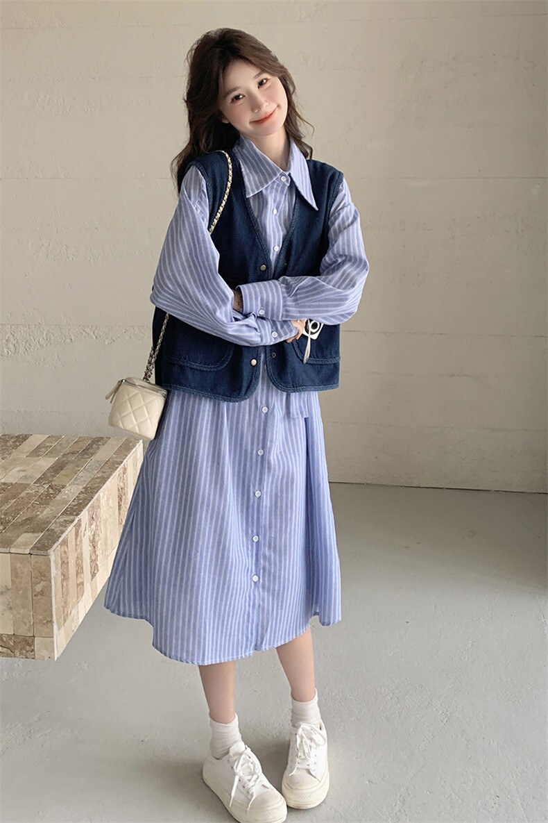 气质一整套穿搭马甲套装女2025春季新款休闲提花衬衫阔腿裤三件套,女装套装/套裙,2C206