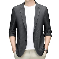 主推新款春夏男士高品质无痕压胶西服中年轻薄休闲时尚小西装外套，男装西服，钱塘723