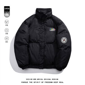 白底白鸭绒冬季ins潮字母加厚保暖立领羽绒服外套YR231P195控258，男装羽绒服，电商A247-1