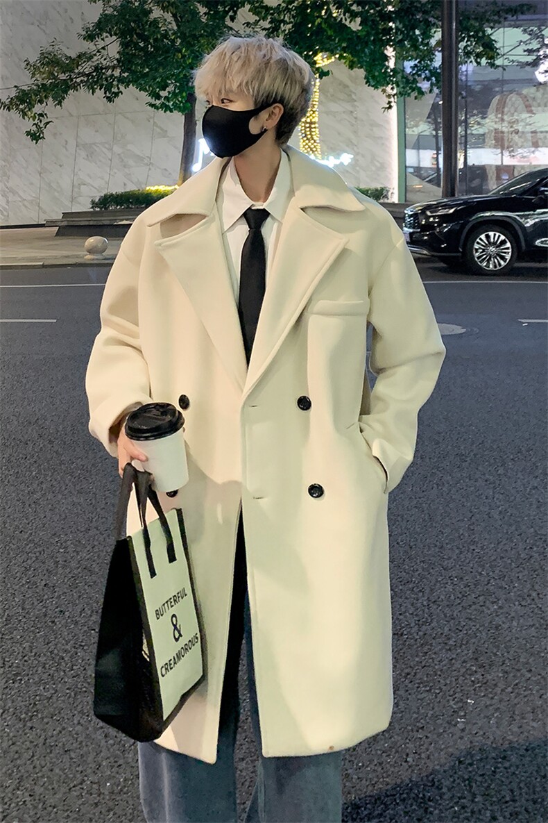 港风百搭毛呢大衣男中长款呢子风衣英伦雅痞男装外套MN9571/P100,男装毛呢大衣,电商B316