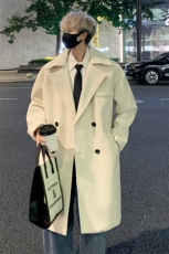 港风百搭毛呢大衣男中长款呢子风衣英伦雅痞男装外套MN9571/P100，男装毛呢大衣，电商B316