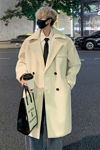 港风百搭毛呢大衣男中长款呢子风衣英伦雅痞男装外套 MN9571/P100图片