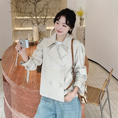 韩版休闲百搭显瘦短款风衣外套女2D075-(P145-K195)，女装风衣，2D075