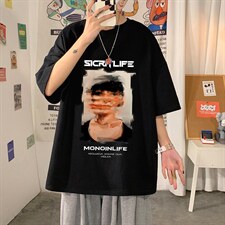 DX17213-P20纯棉短袖t恤男大码半袖打底衫宽松体恤衫海报风，男装T恤，电商A040