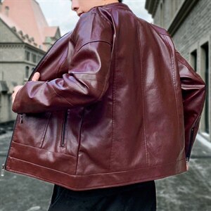 秋冬新款男皮夹克新潮休闲PU皮衣男装修身男士皮外套9912-P65,秋季皮衣搭配2020年男士图片