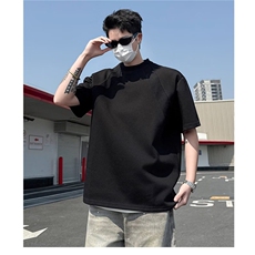 夏季新款简约拼接纯色T恤男士时尚百搭休闲半袖潮流时髦修身短袖，男装T恤，星座506